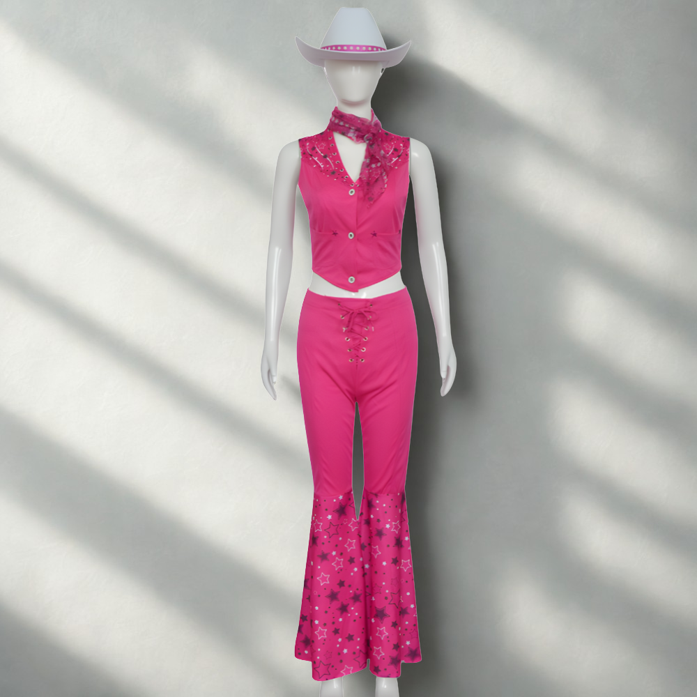 Girls Cowgirl Halloween Costume Jumpsuit Sleeveless Flared Pants