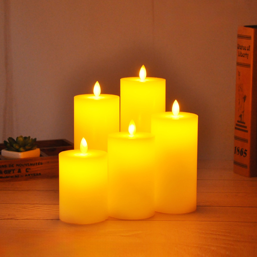 Bougies pilier à LED en cire véritable vacillante