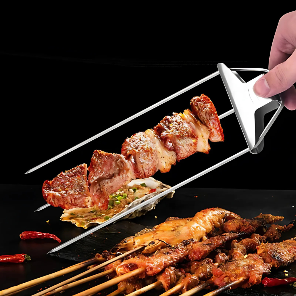 Edelstahl BBQ Spieße Dreifach Grillwerkzeug