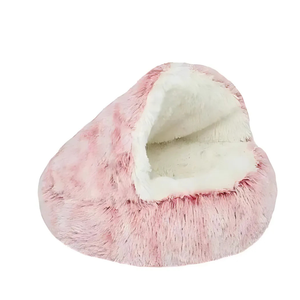 Lit pour chien doux en peluche, maison en forme de grotte