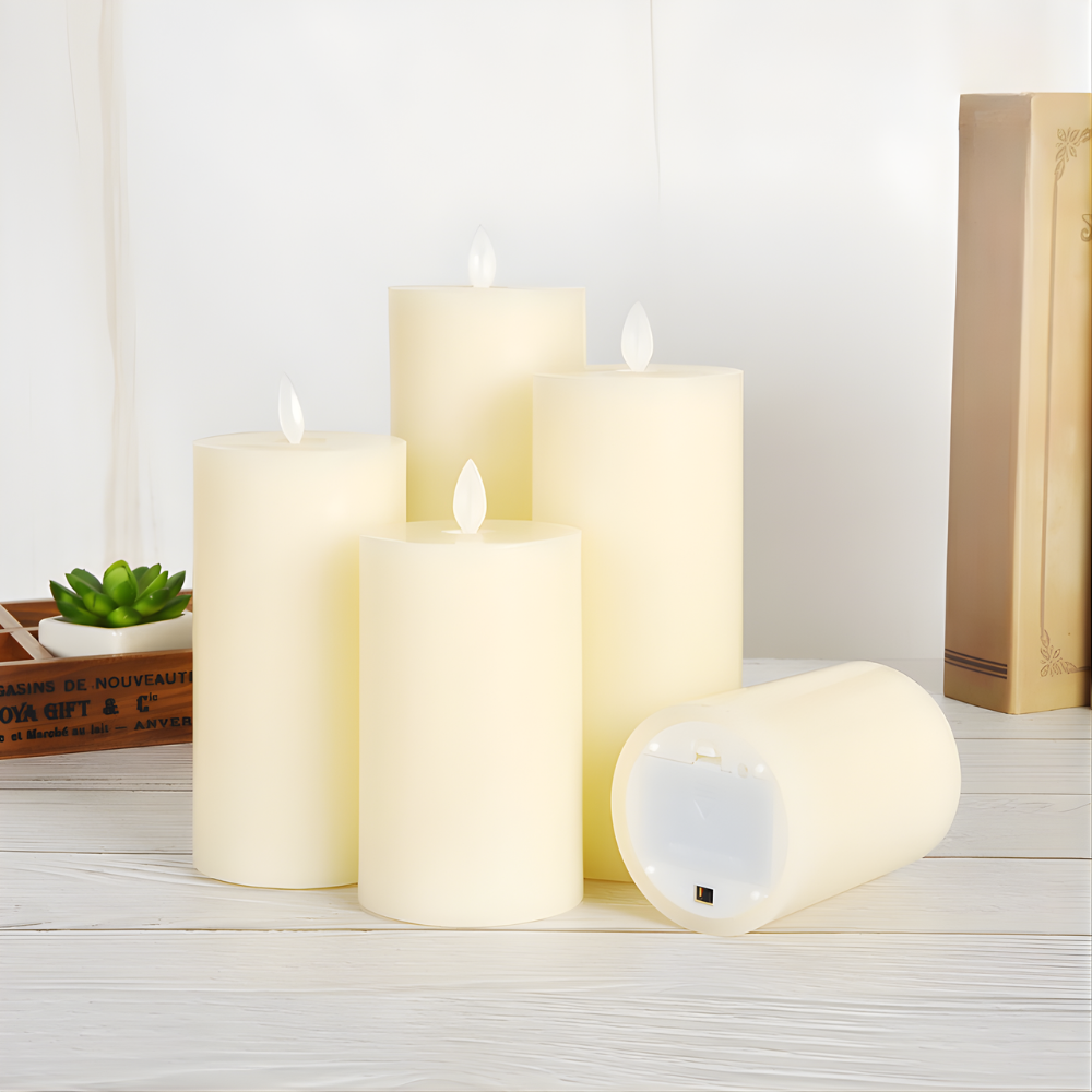 LED Pillar Candles Flickering Real Wax