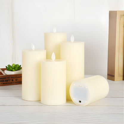 LED Pillar Candles Flickering Real Wax