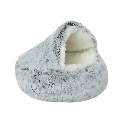 Lit pour chien doux en peluche, maison en forme de grotte