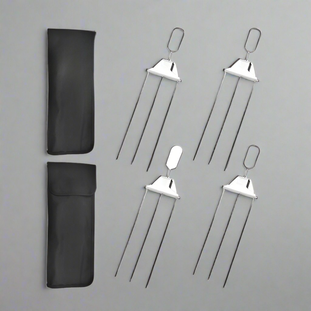 Stainless Steel BBQ Skewers Triple Grill Tool
