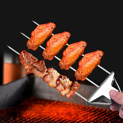 Stainless Steel BBQ Skewers Triple Grill Tool