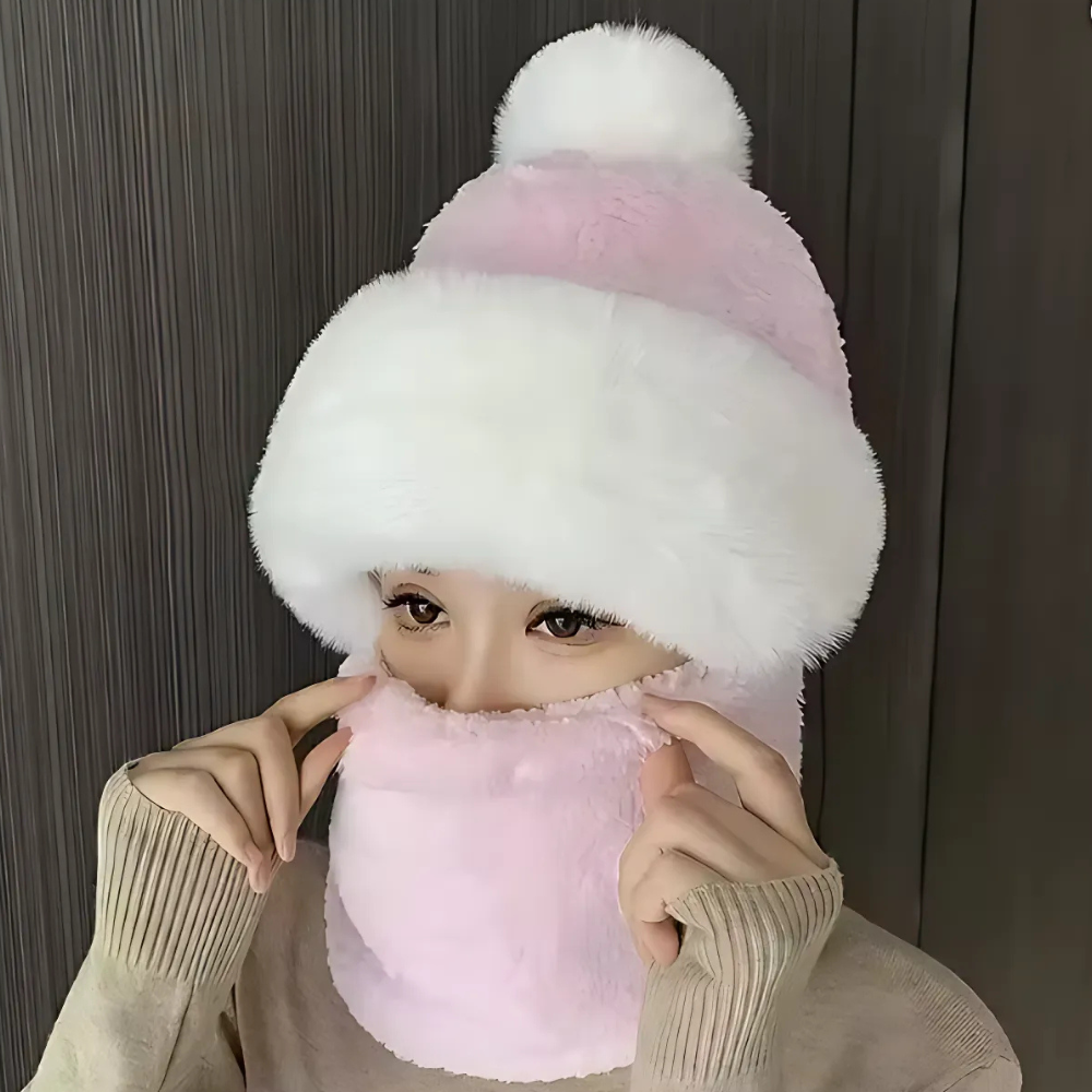 Winter Faux Fur Beanie Scarf Set