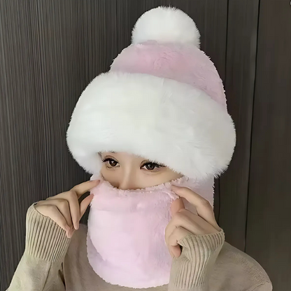 Winter Faux Fur Beanie Scarf Set