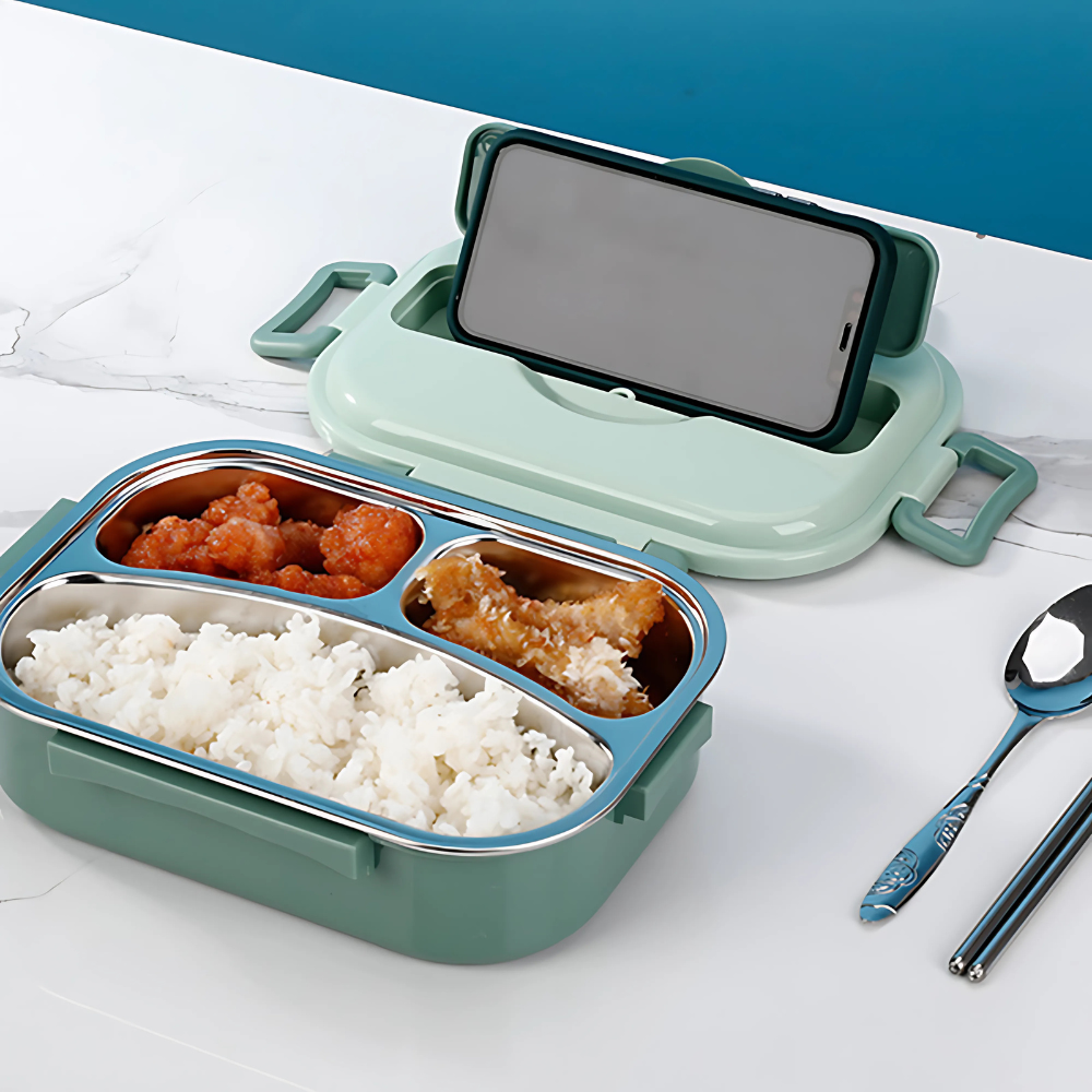 Bento-Lunchbox aus Edelstahl mit Fächern