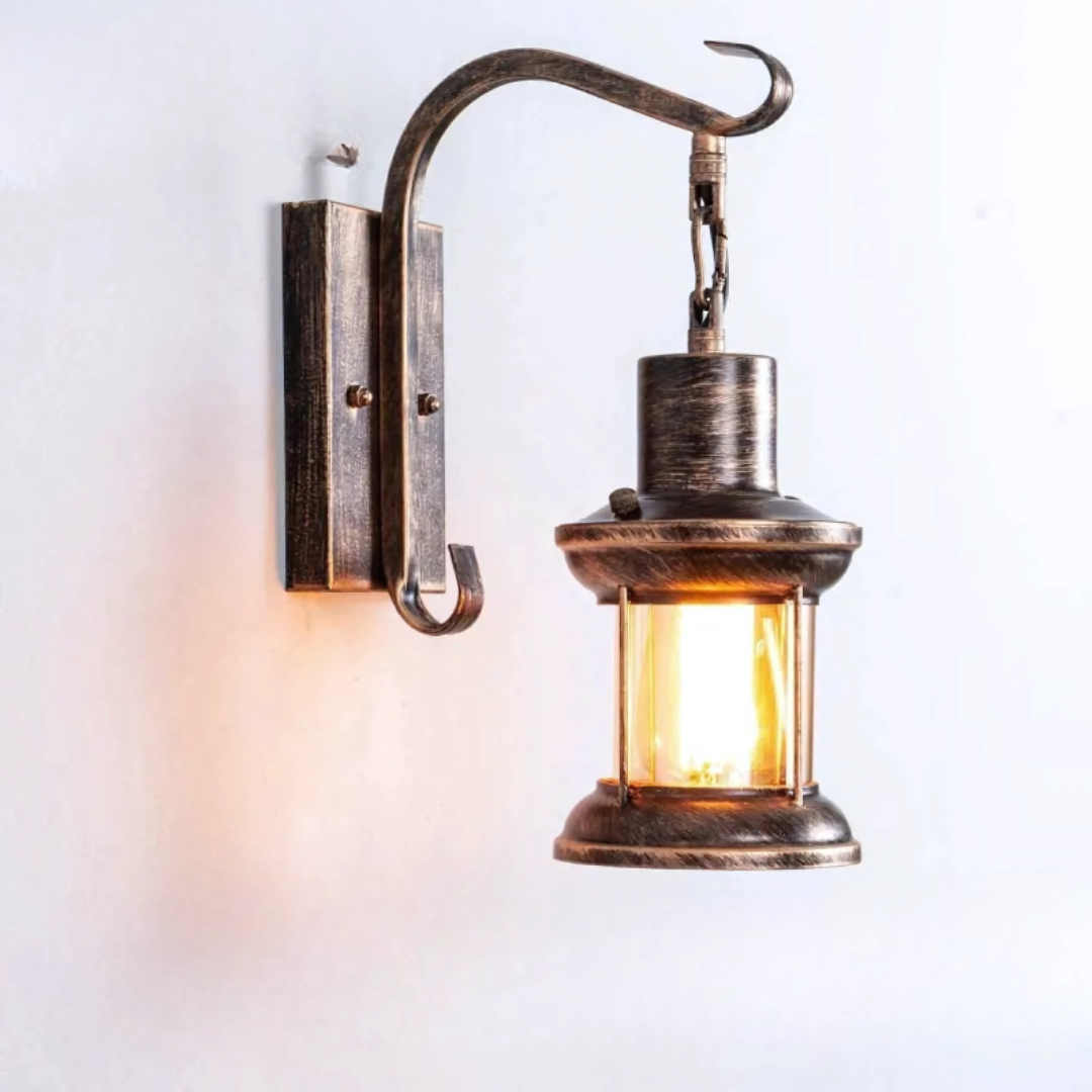 Wall Light with Vintage Glass Shade Design