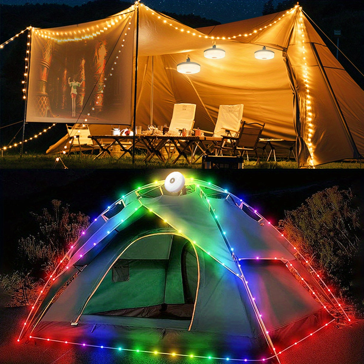 Luces de cadena navideñas para exteriores recargables por USB