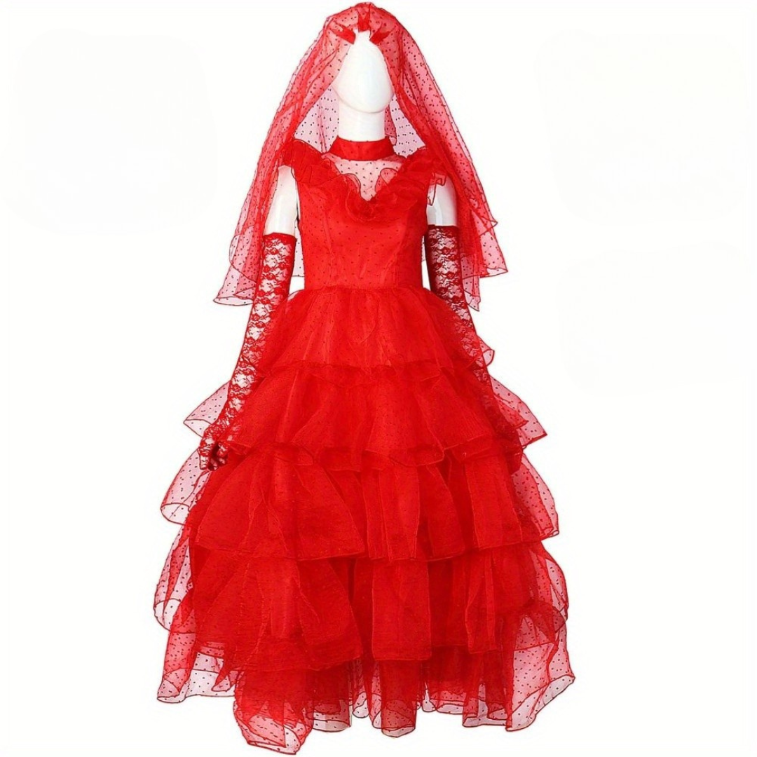 Vestido de Disfraz de Película Gótica de Halloween para Mujer | Maxi de Encaje