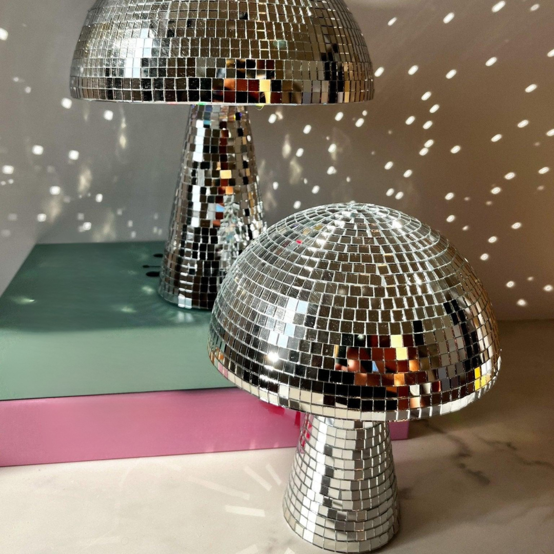 Metallische Disco-Tischlampe Pilz-Design