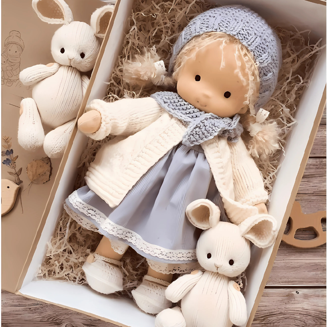 Poupée artisanale en peluche douce jouet Waldorf
