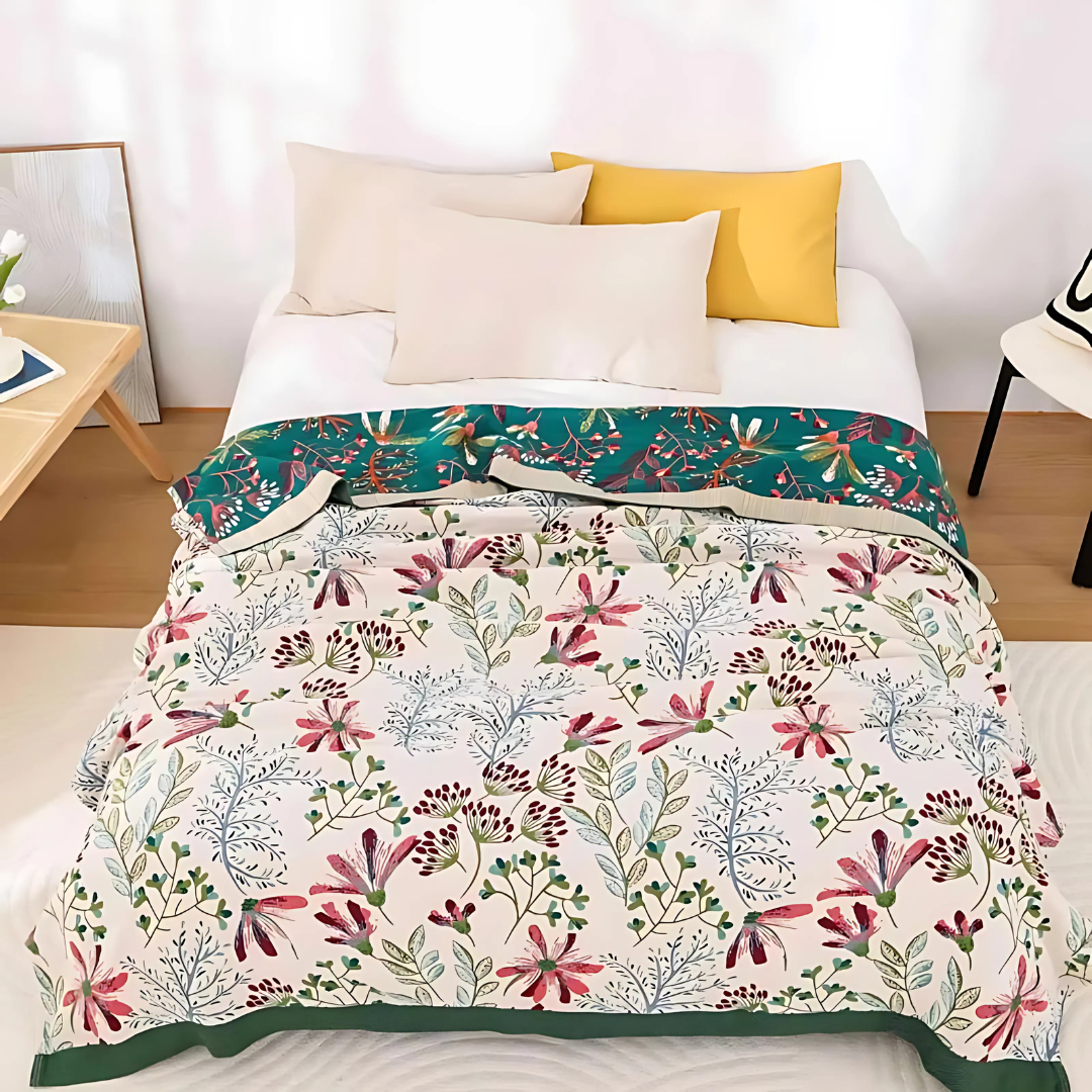 Manta Floral de Algodón Suave y Ligera