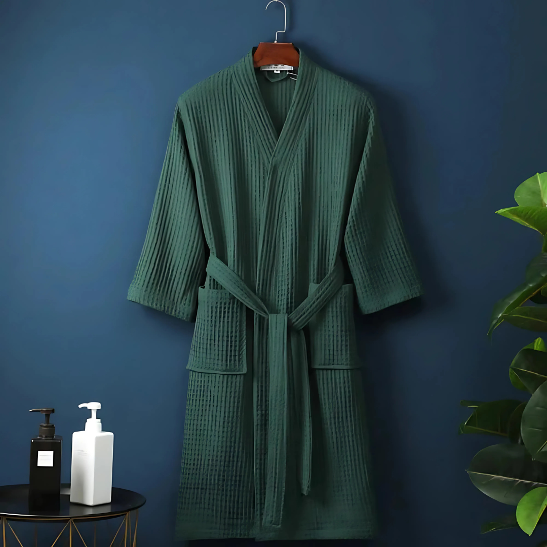 Leichter Baumwollbademantel | Waffelbindung Schnell trocknend