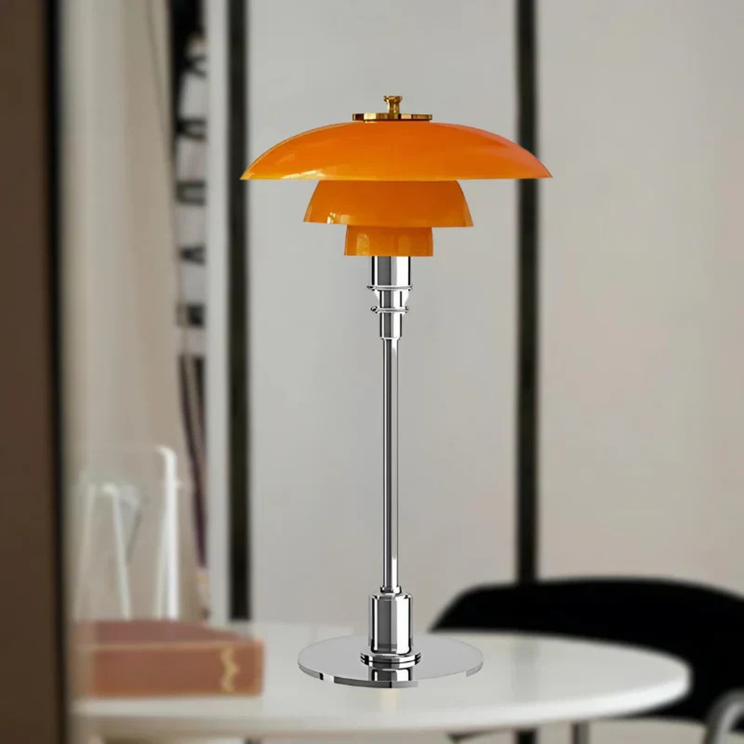 Bedside Lamp Modern Glass Shade Iron Base