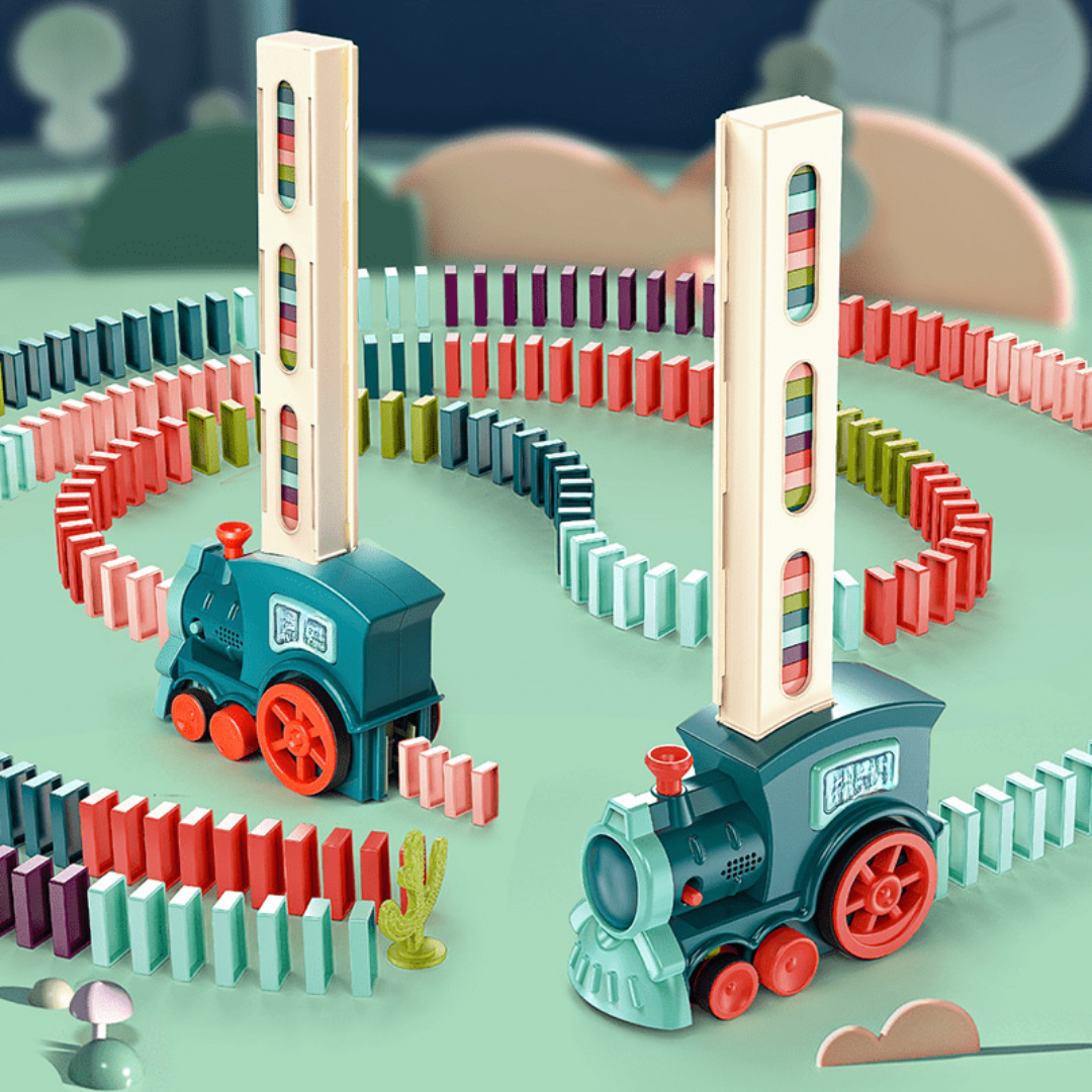 Wooden Domino Train Automatic Toy Set