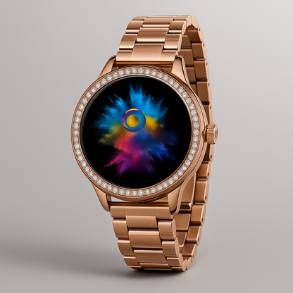 Montre intelligente métal or rose écran Amoled