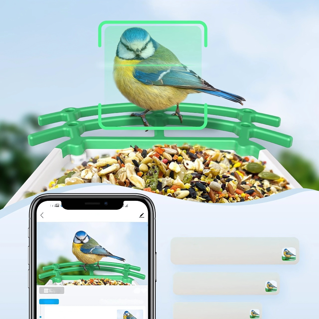 Comedero para pájaros con cámara y energía solar