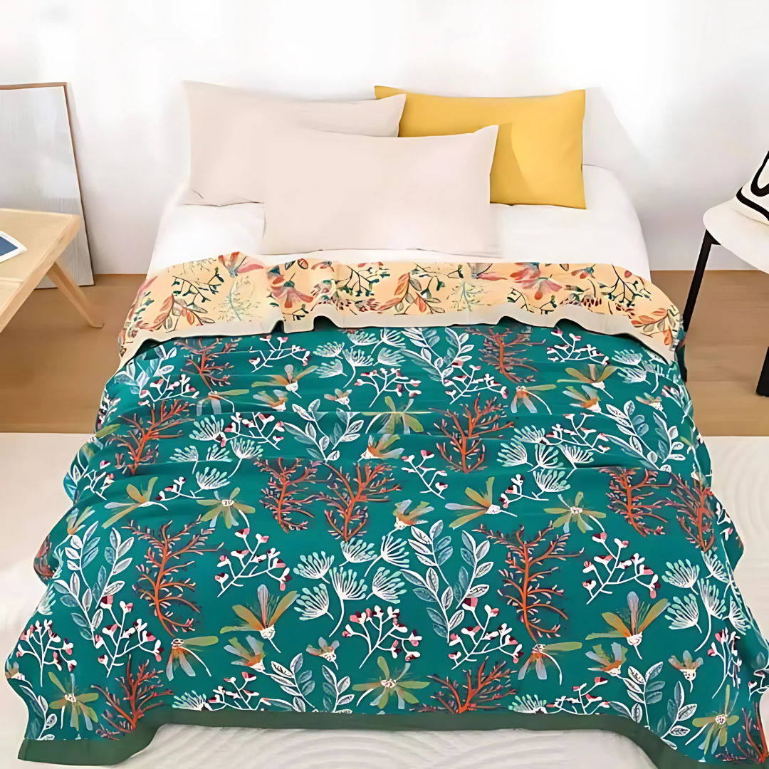 Manta Floral de Algodón Suave y Ligera