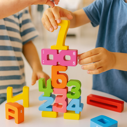 Holzspielzeug mit Zahlenlernblöcken
