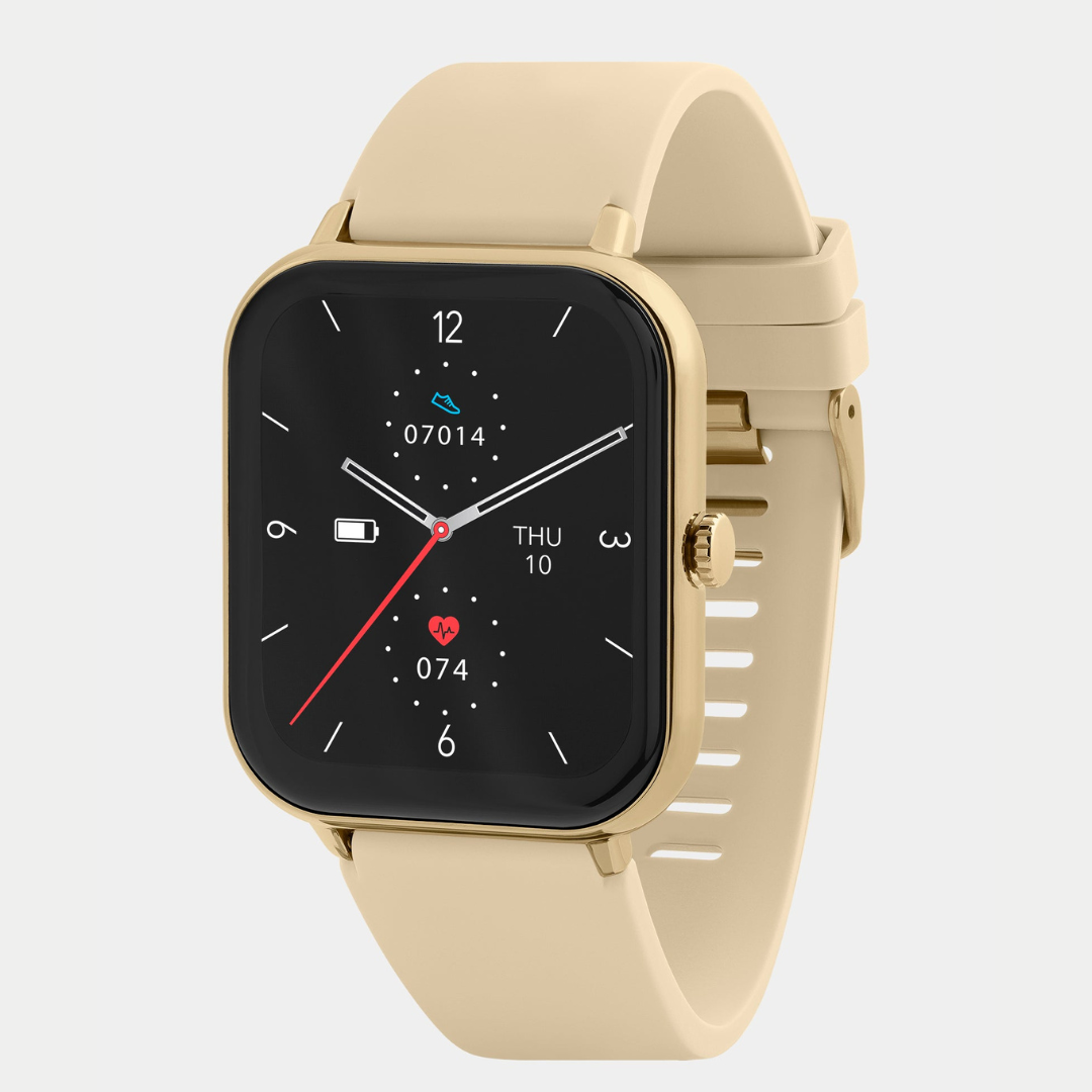 Smartwatch Fitness Tracker Gold Silicone Strap