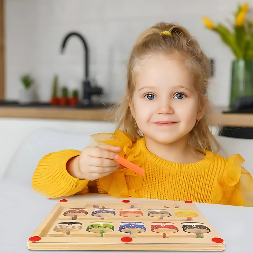 Jouet éducatif labyrinthe magnétique en bois