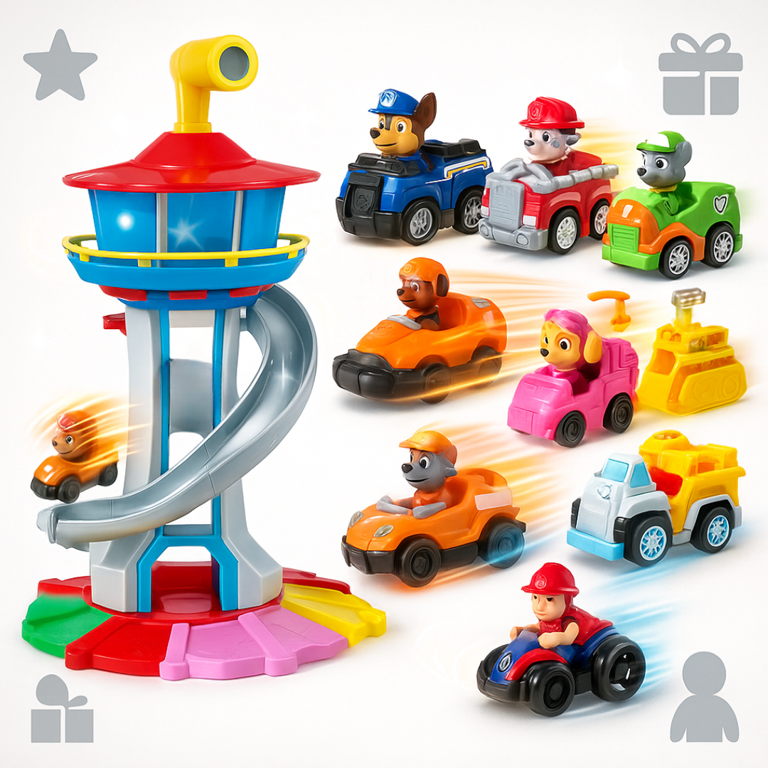 Kids Car Track Playset Slide Tower