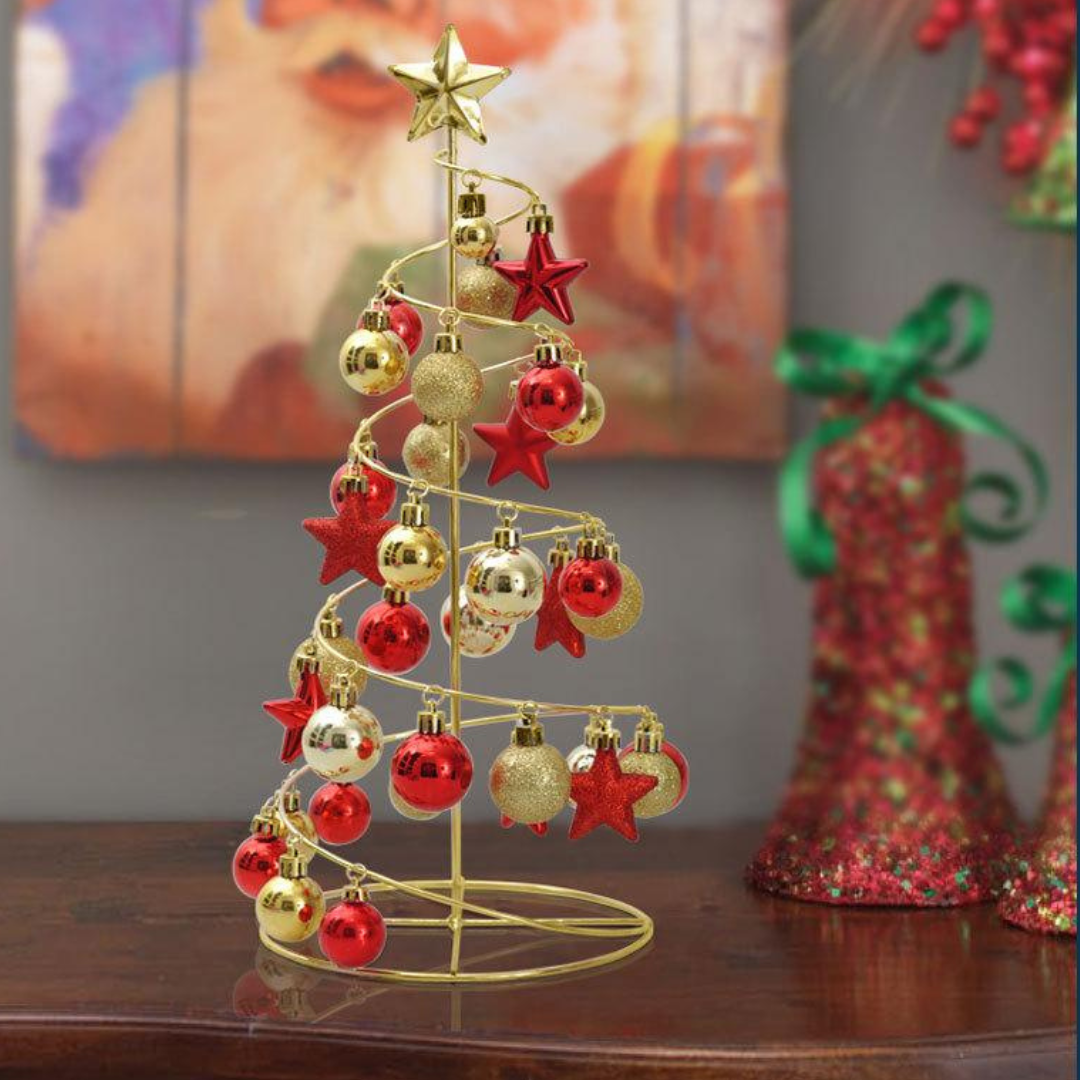 Adorno de árbol de mesa en espiral para decoraciones navideñas