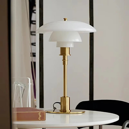 Bedside Lamp Modern Glass Shade Iron Base