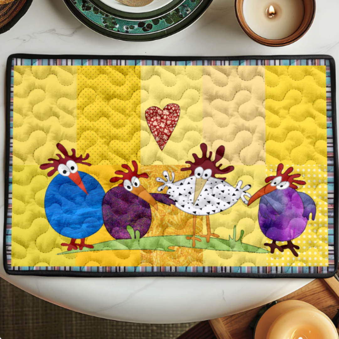 Quilted Fabric Chicken Design Placemat