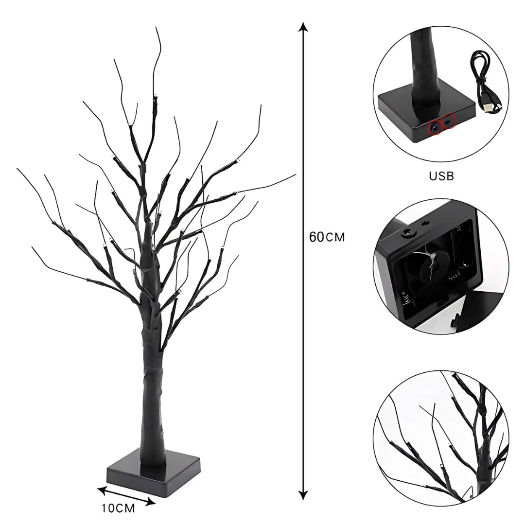 Décorations de Noël Arbre de brindilles LED enneigé