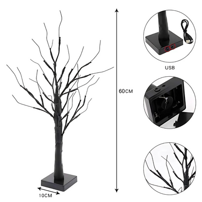 Décorations de Noël Arbre de brindilles LED enneigé