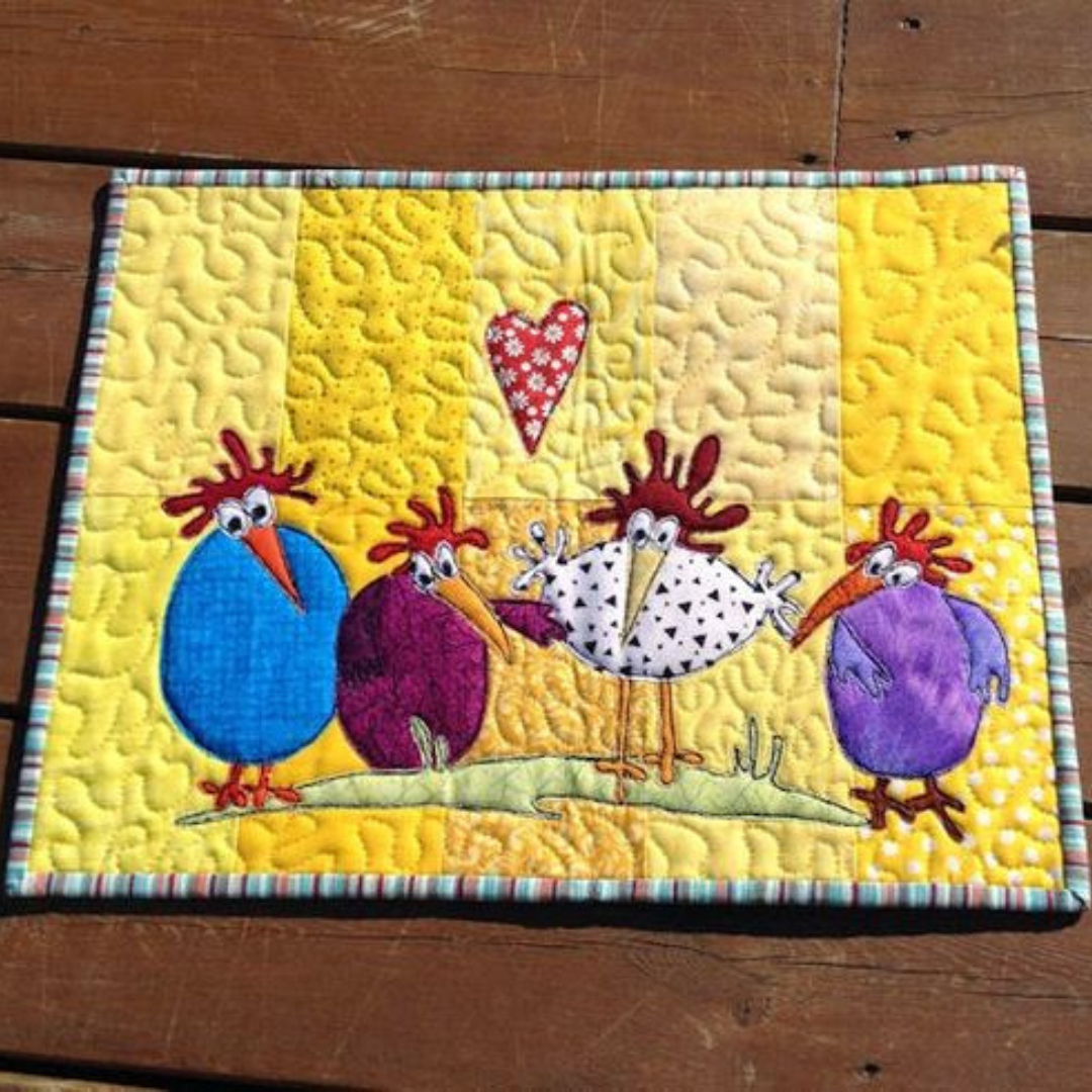 Quilted Fabric Chicken Design Placemat