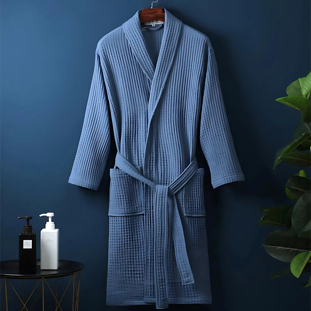 Leichter Baumwollbademantel | Waffelbindung Schnell trocknend