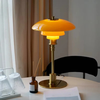 Bedside Lamp Modern Glass Shade Iron Base