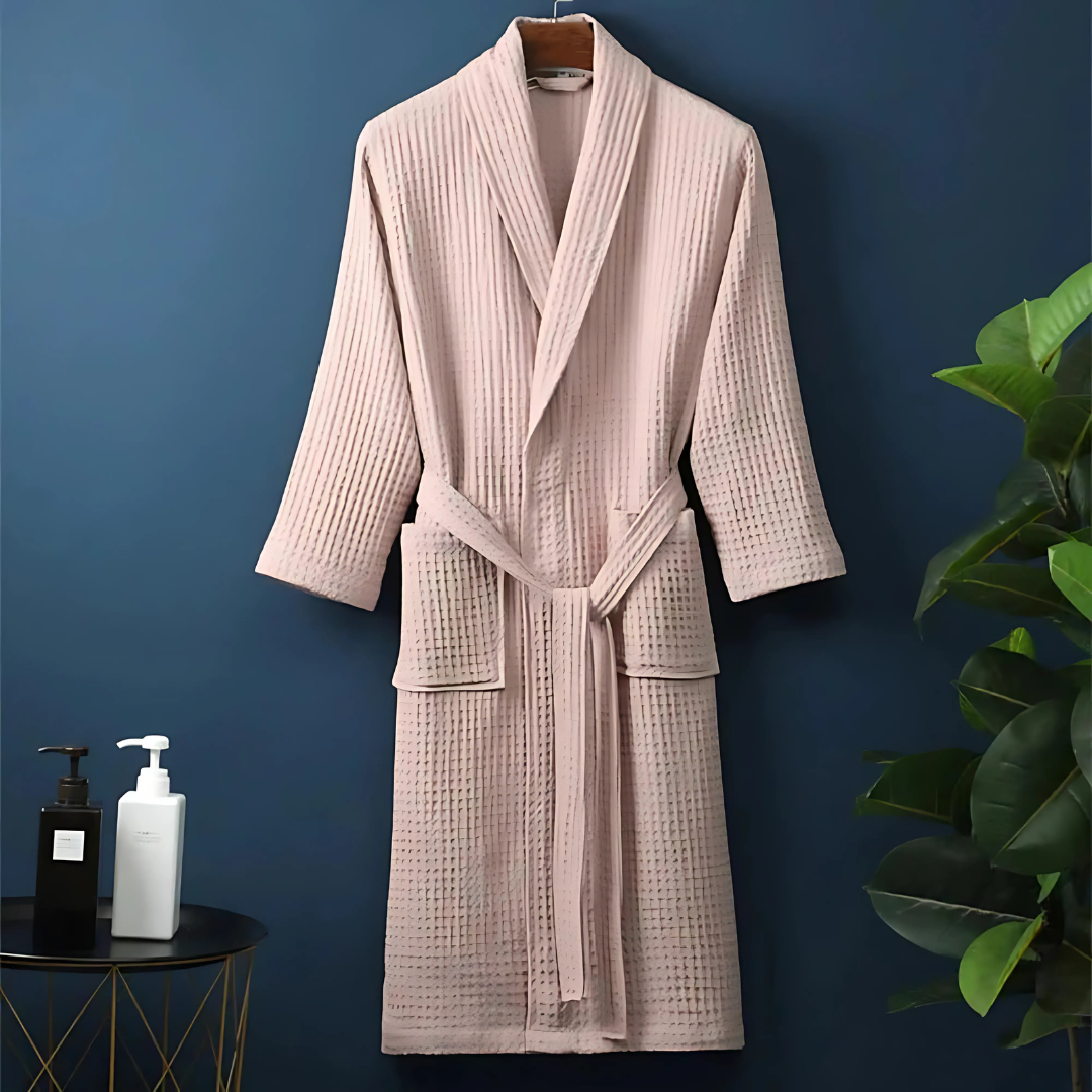 Leichter Baumwollbademantel | Waffelbindung Schnell trocknend