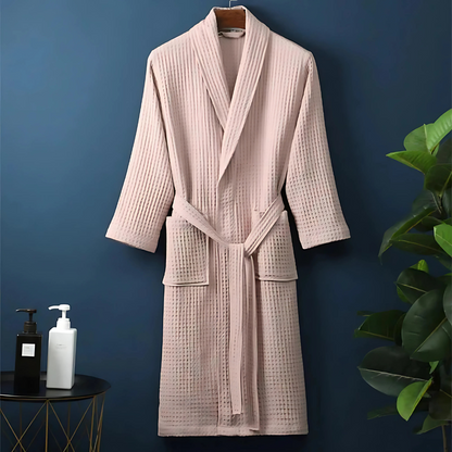 Leichter Baumwollbademantel | Waffelbindung Schnell trocknend