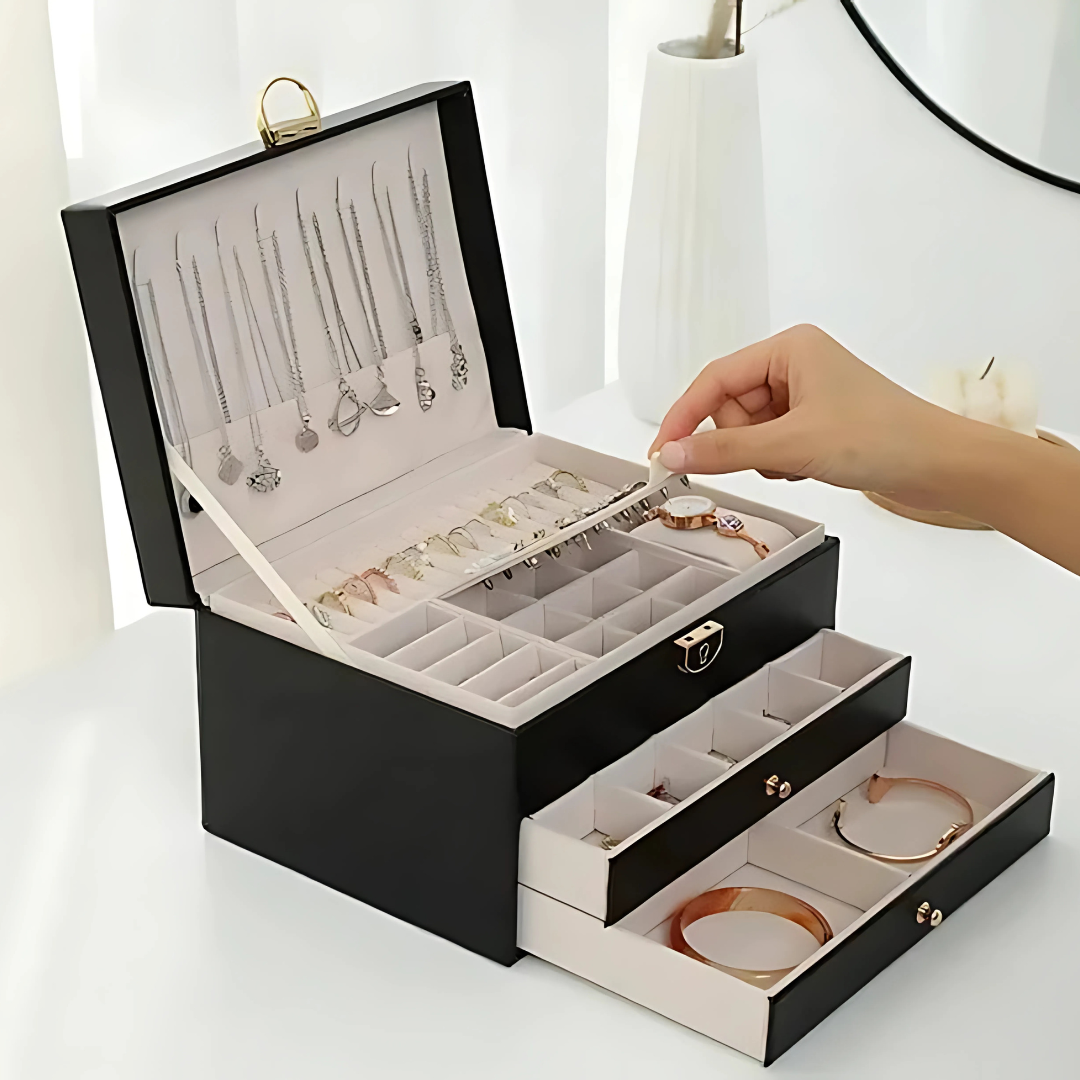 Leder Mehrschicht Schmuckkasten Organizer