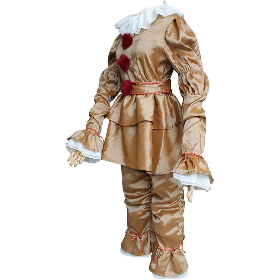 Disfraz vintage de payaso de Halloween con mangas largas | Detalle de volantes