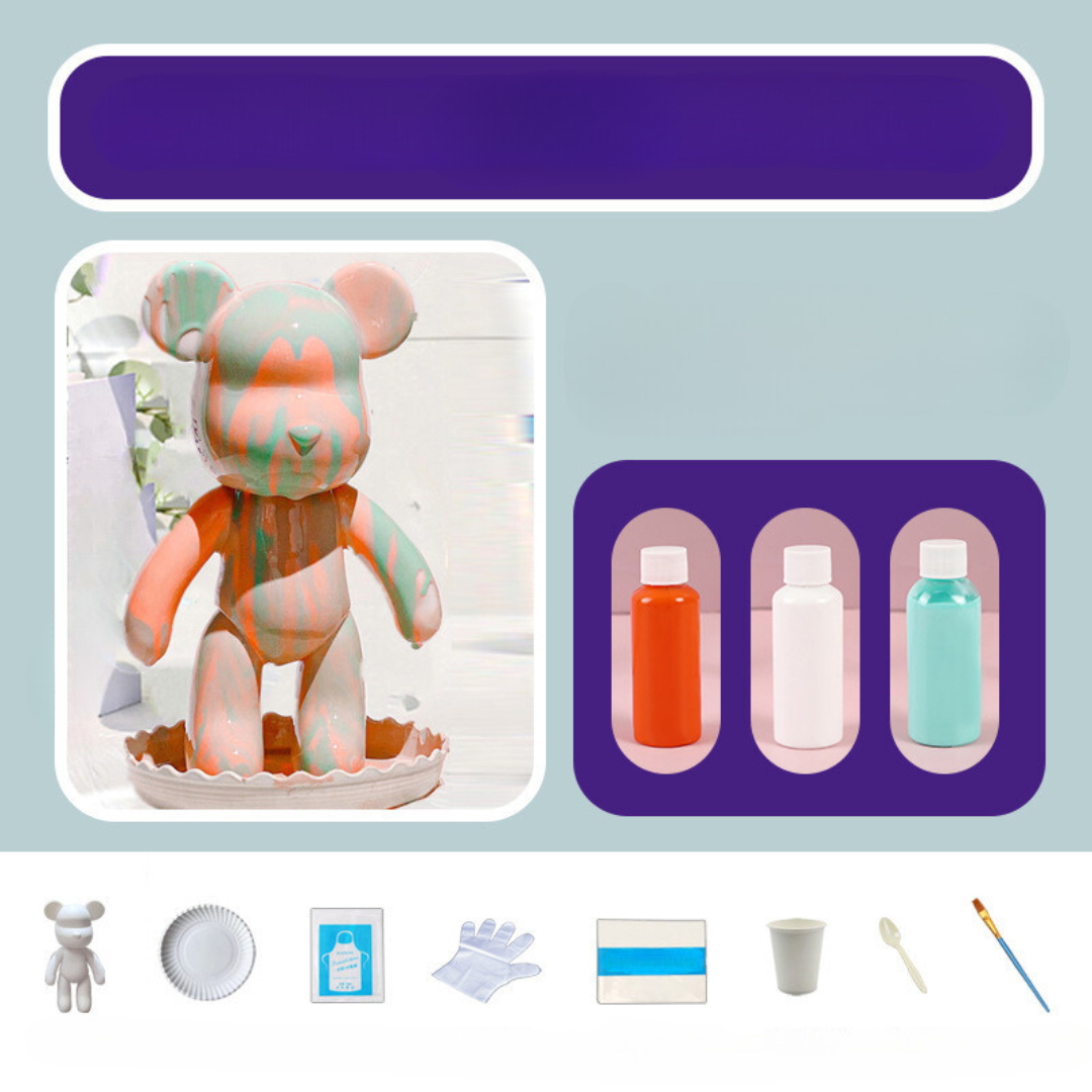 Poupée Ours Décorative Peinte à la Main