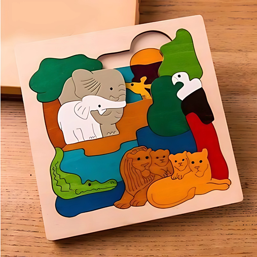 Puzzle en bois animal jouet éducatif