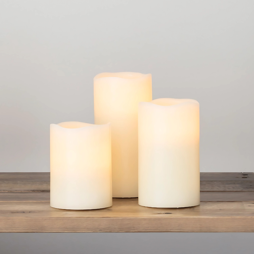 Ensemble de bougies pilier en cire sans flamme à LED