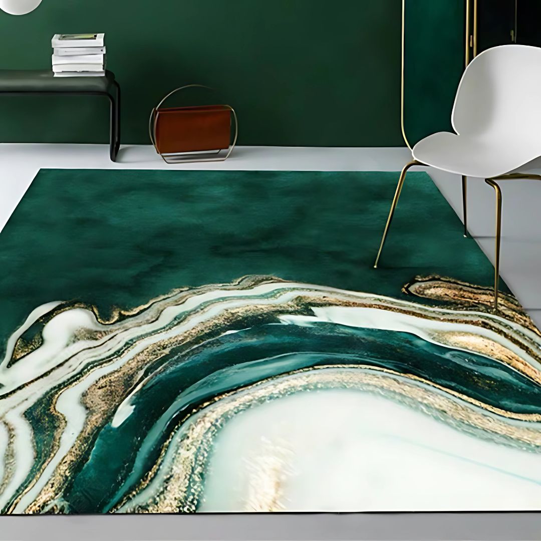 Tapis de zone moderne abstrait marbre polyester