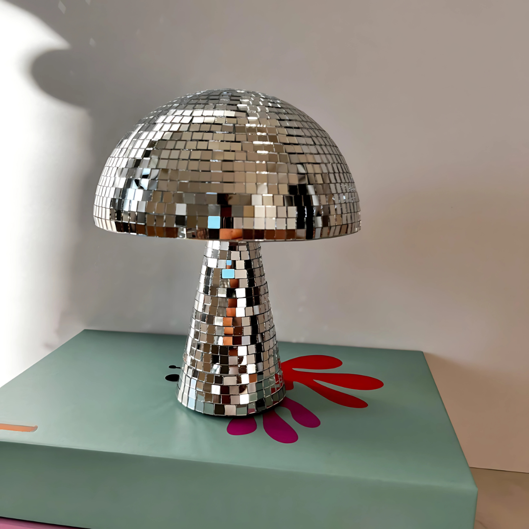 Metallische Disco-Tischlampe Pilz-Design