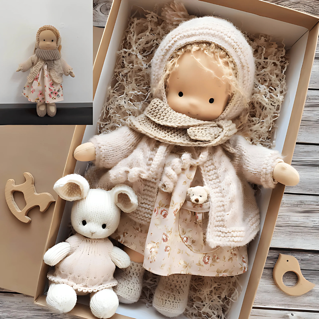 Poupée artisanale en peluche douce jouet Waldorf