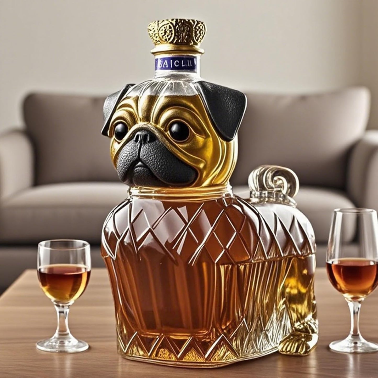 Carafe à whisky en verre design chien