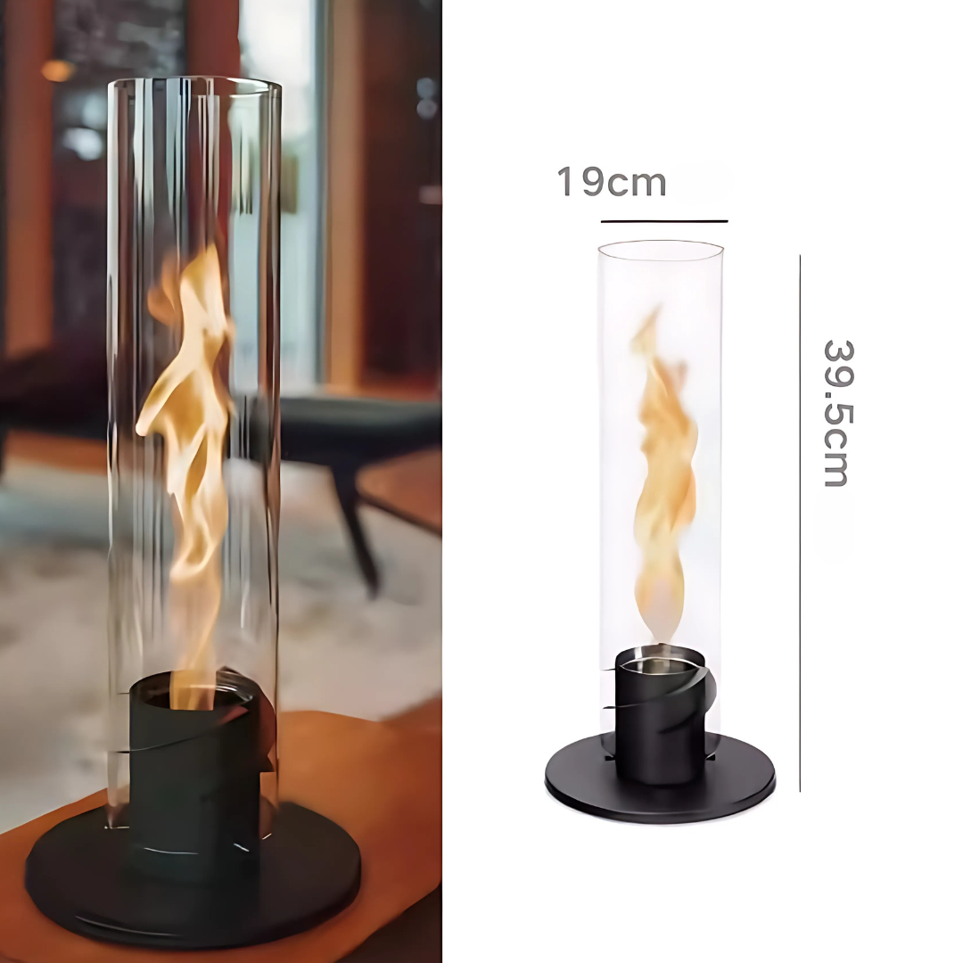 Cheminée d'intérieur à bioéthanol en verre de table