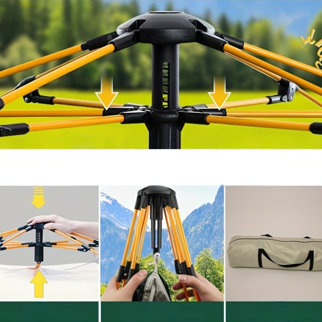 Tente de camping pop-up avec double porte zippée