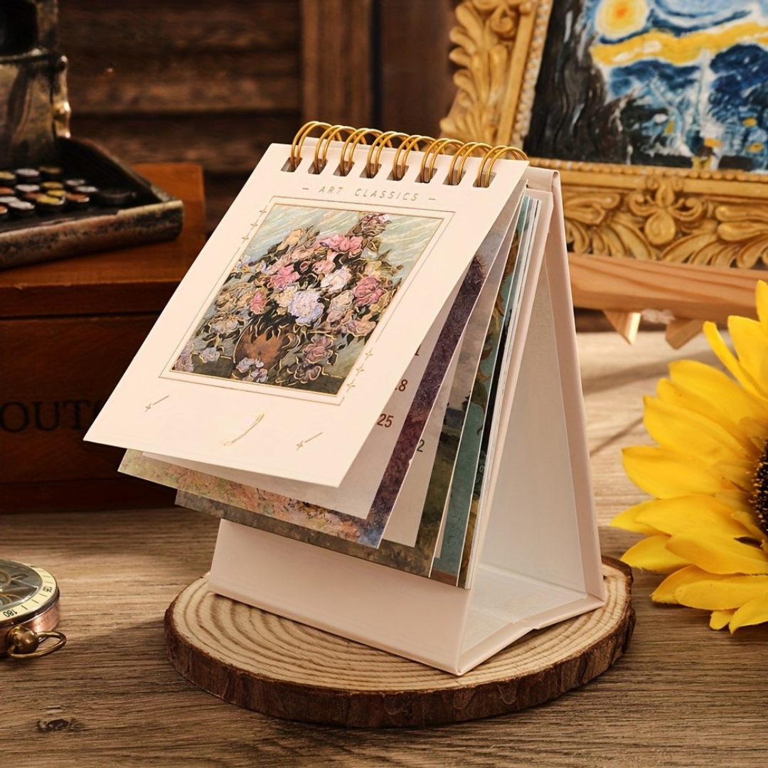 Desk Calendar with Classic Art Design